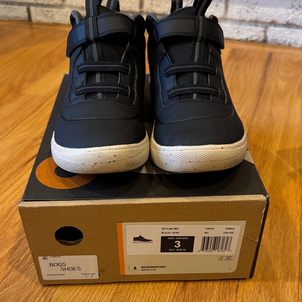 Bogs Kids Black Sneakers with White Soles
